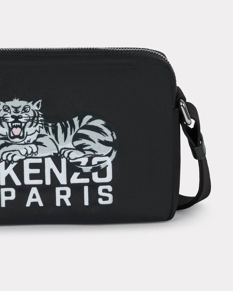 Kenzo Stylish Messenger Bag Embroidered Design In Black