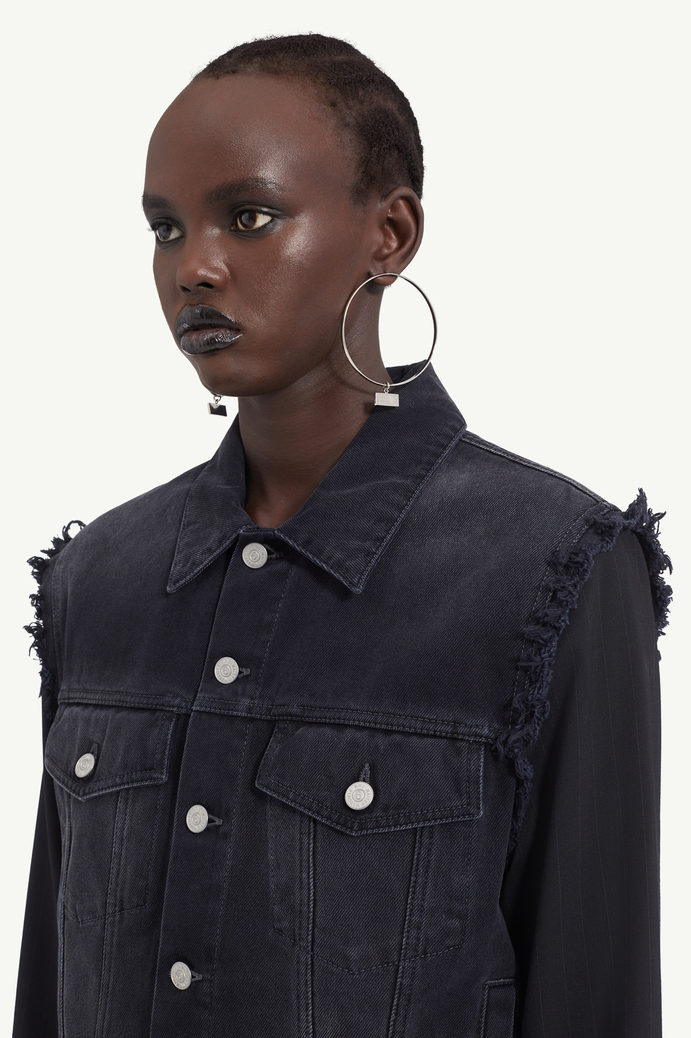 Shop Mm6 Maison Margiela Denim Jacket In Black