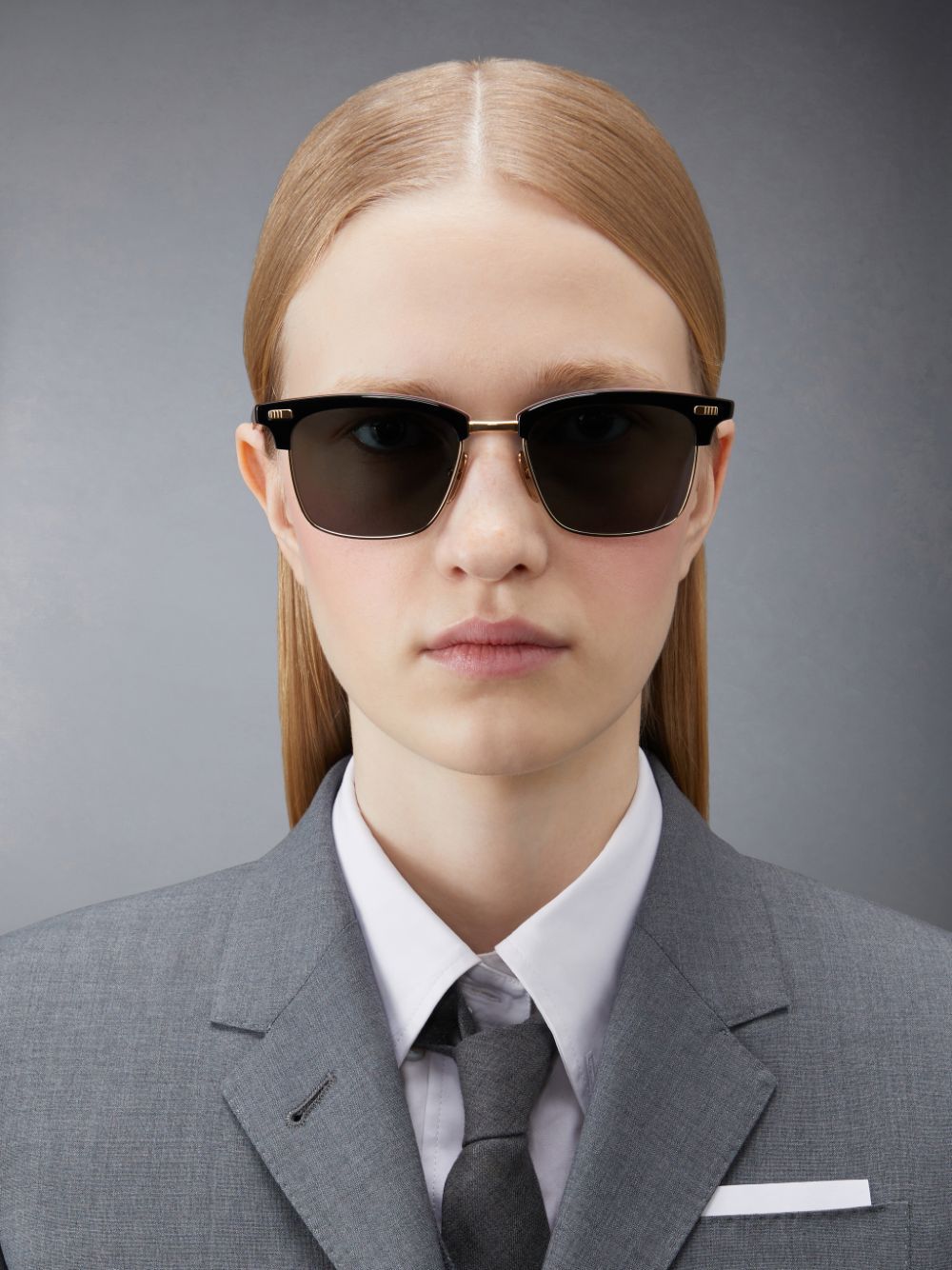 Thom Browne Clubmaster-frame Tinted Sunglasses In Black