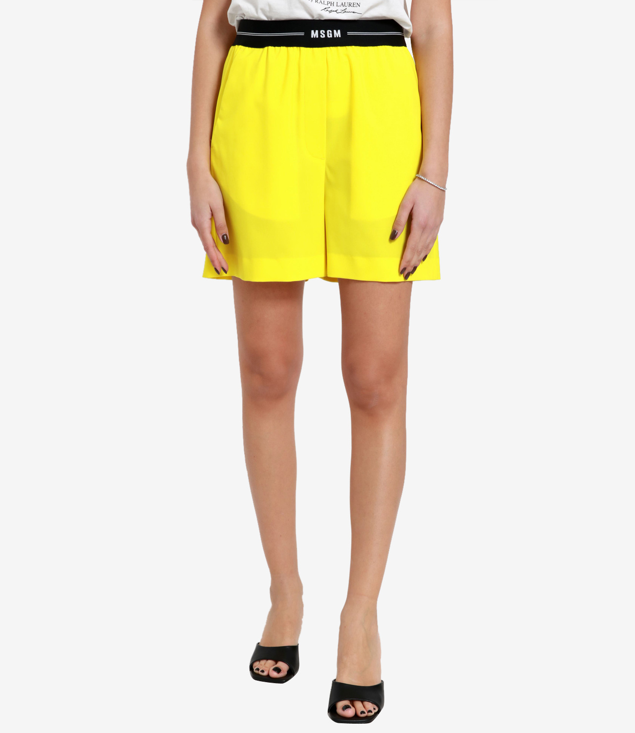 Msgm Logo Logo Shorts In Yellow