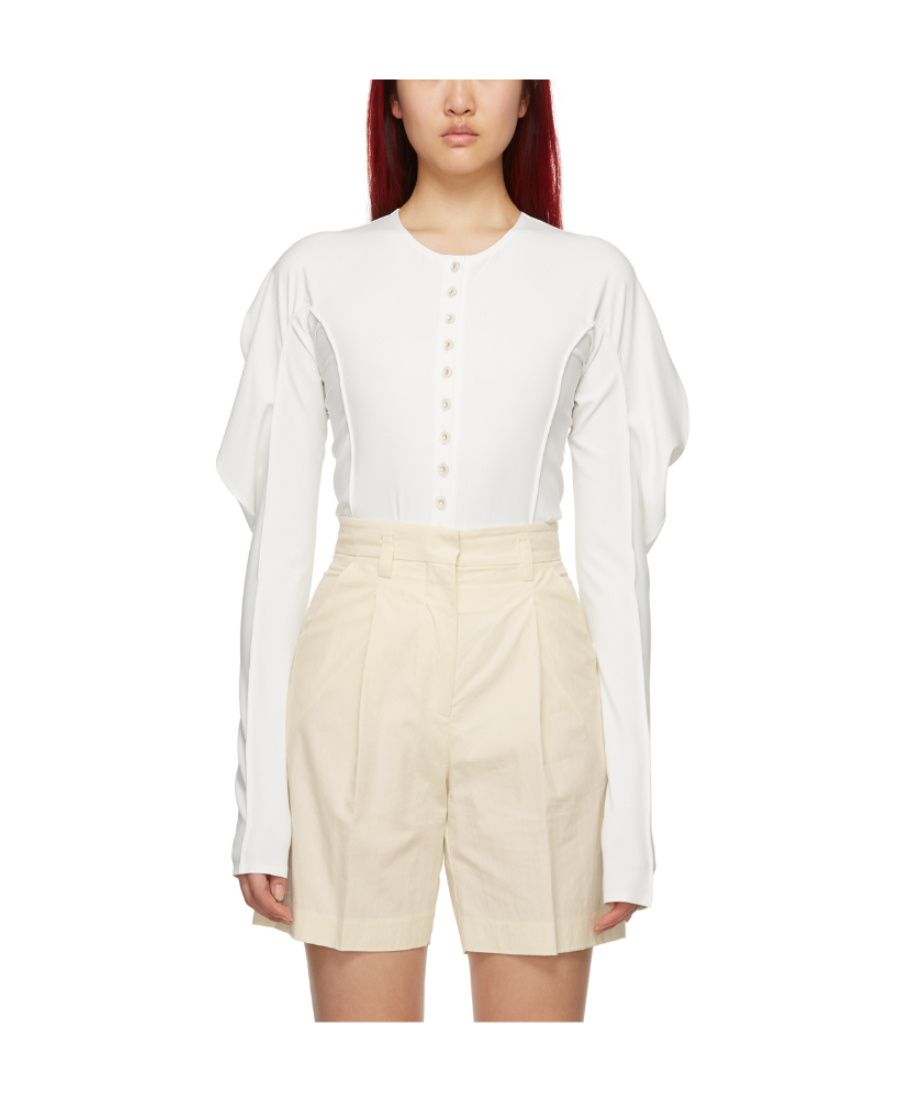 Low Classic Puff-shoulder Logo Band Shirt In White