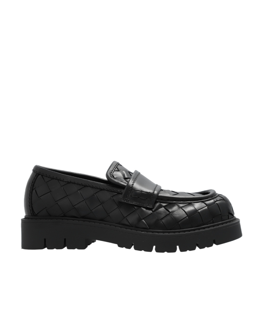 Bottega Veneta Haddock Intrecciato Leather Loafers In Black