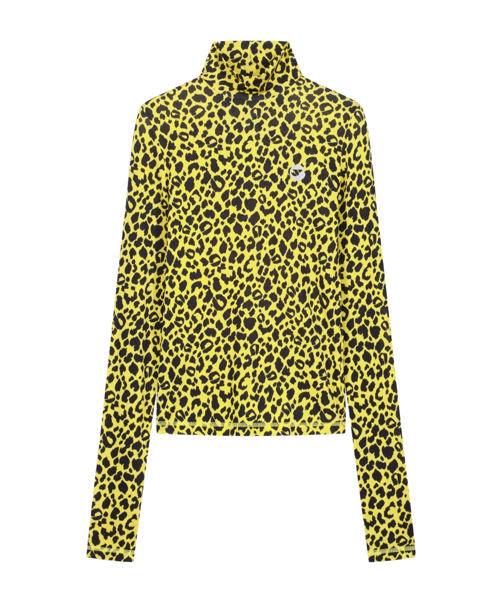 Coperni Leopard Print Turtleneck Sweater In Yellow