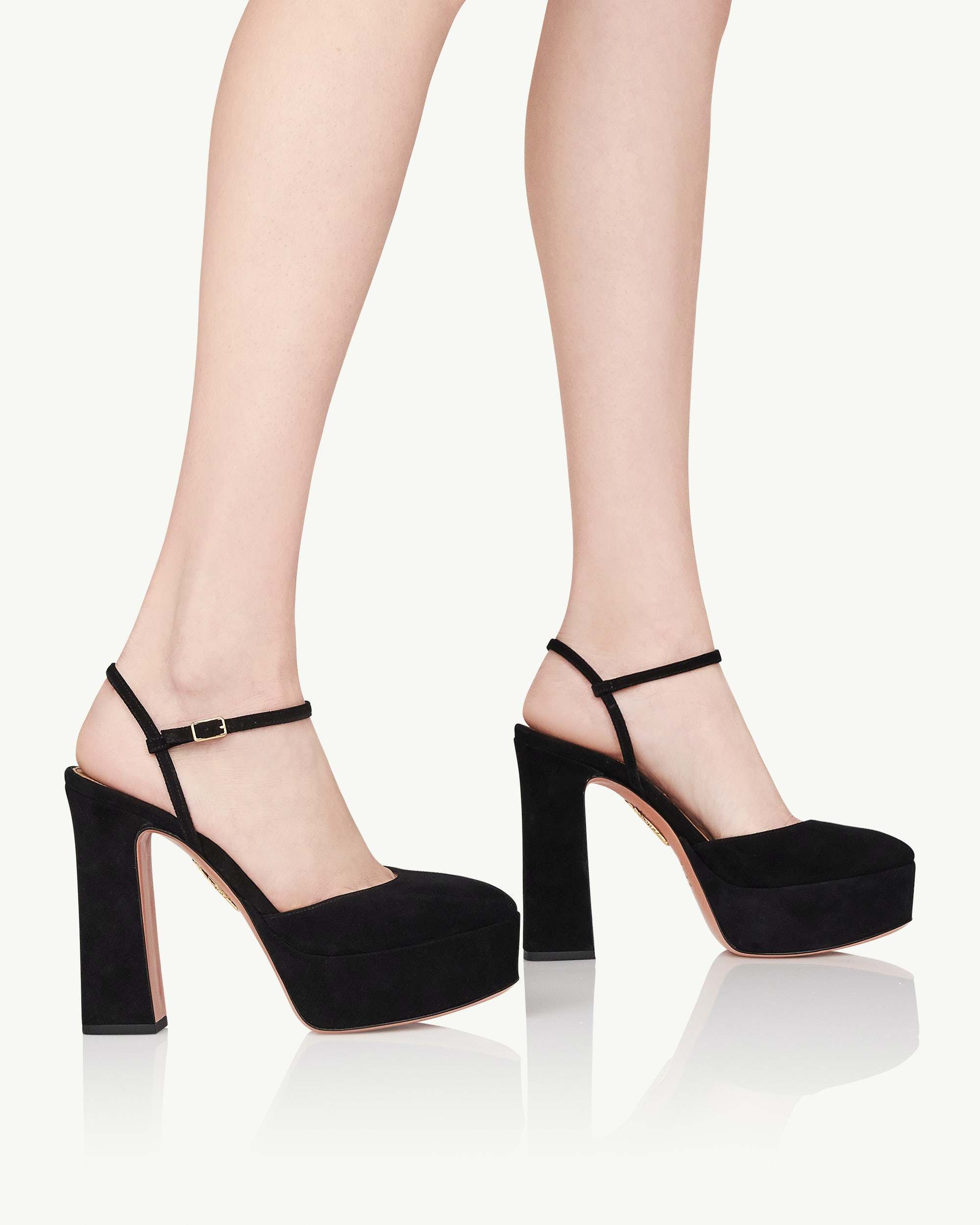 Aquazzura 130mm Groove Leather Shoes In Black