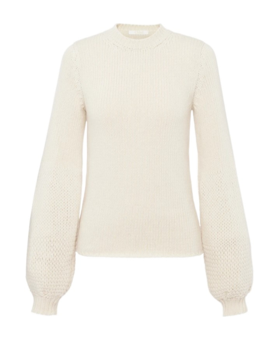 Chloé Ivory Stretch Wool Blend Cardigan In White