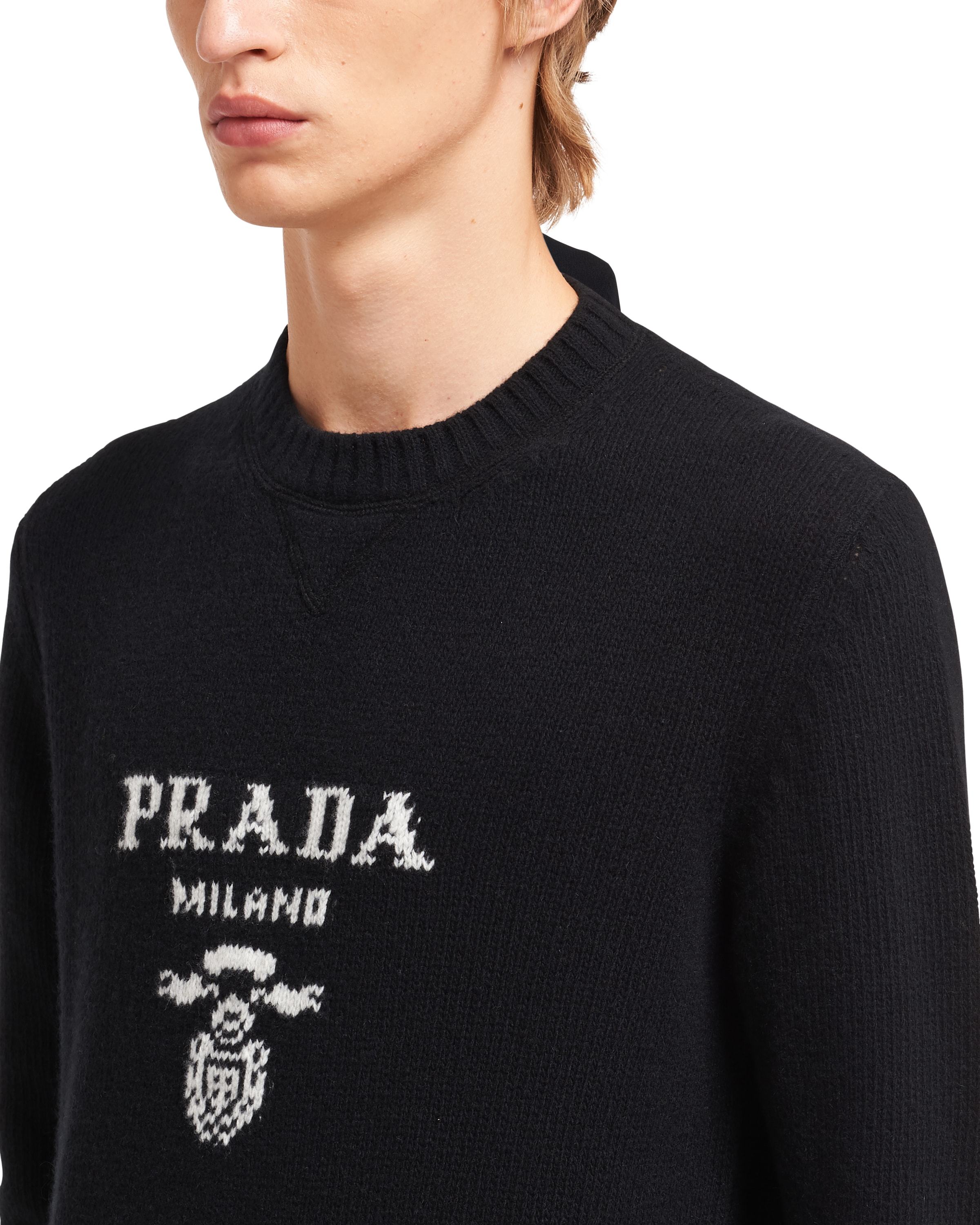 Shop Prada Logo Intarsia Jumper In Black