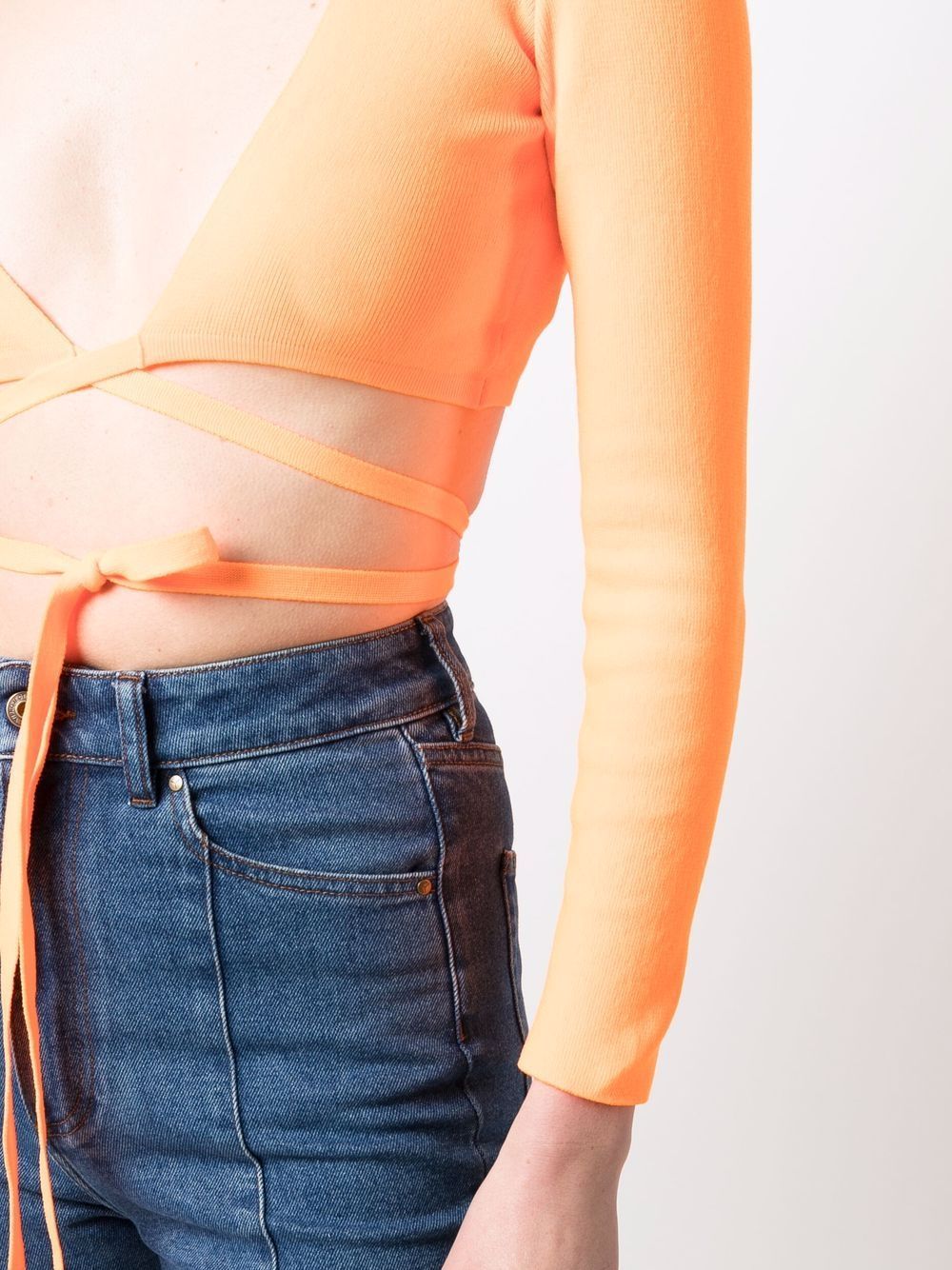 Msgm Wrap Knitted Crop Top In Orange