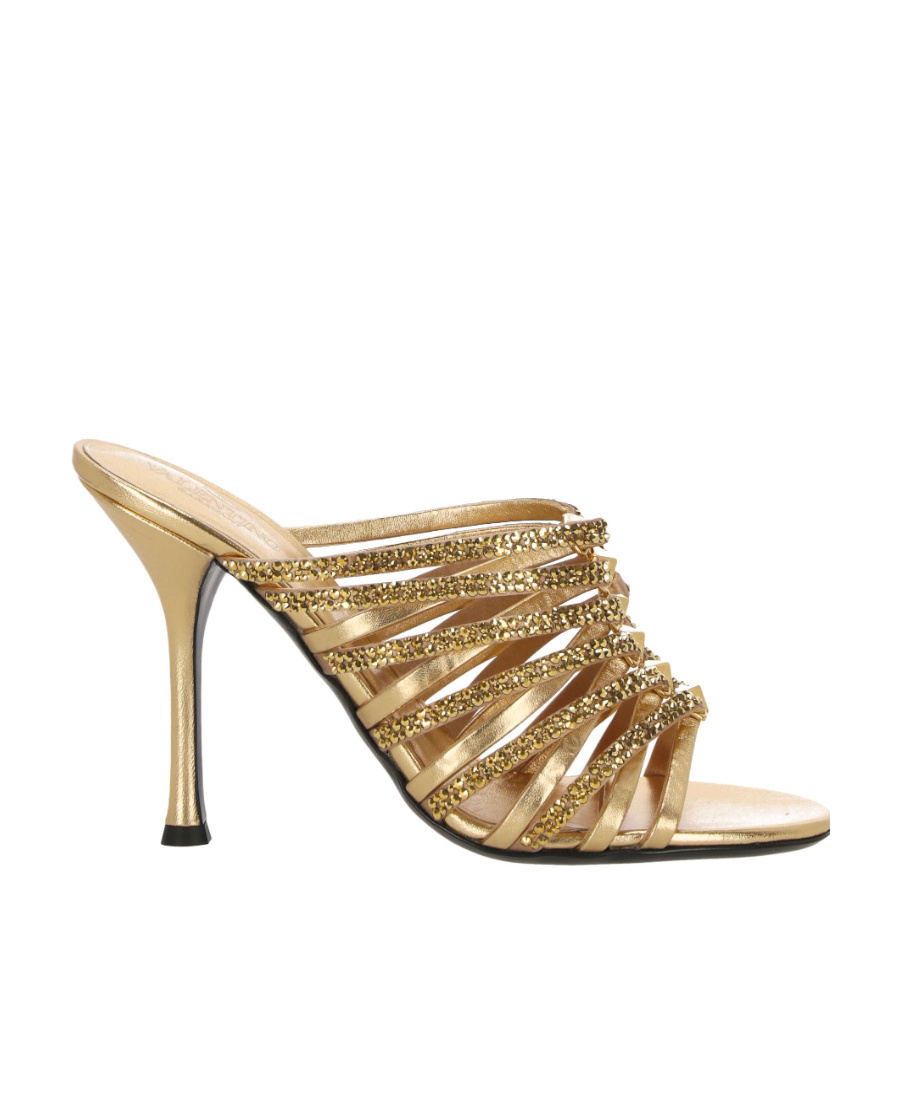 Valentino Crystal Embellishment Heeled Mules In Nude