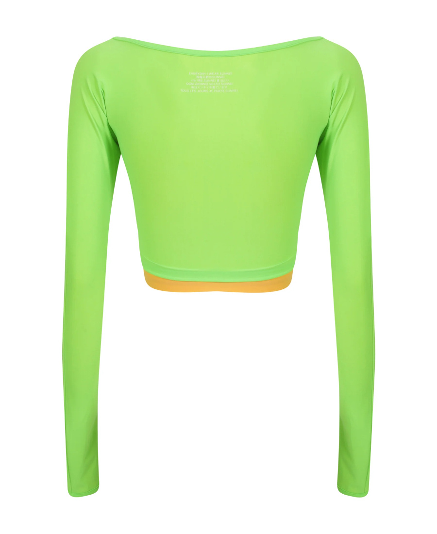 Sunnei Tablespoon Collar Layered Short T-shirt In Green