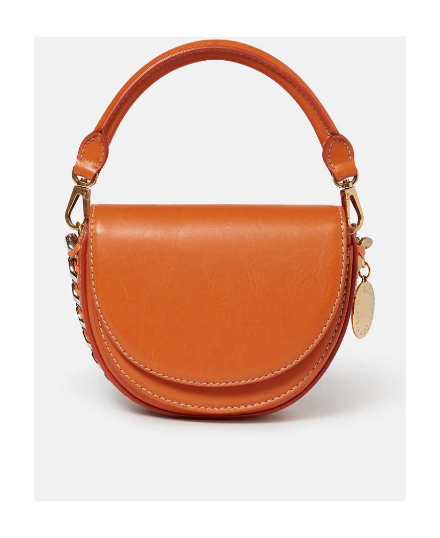 Stella Mccartney Frayme Logo-charm Shoulder Bag In Orange