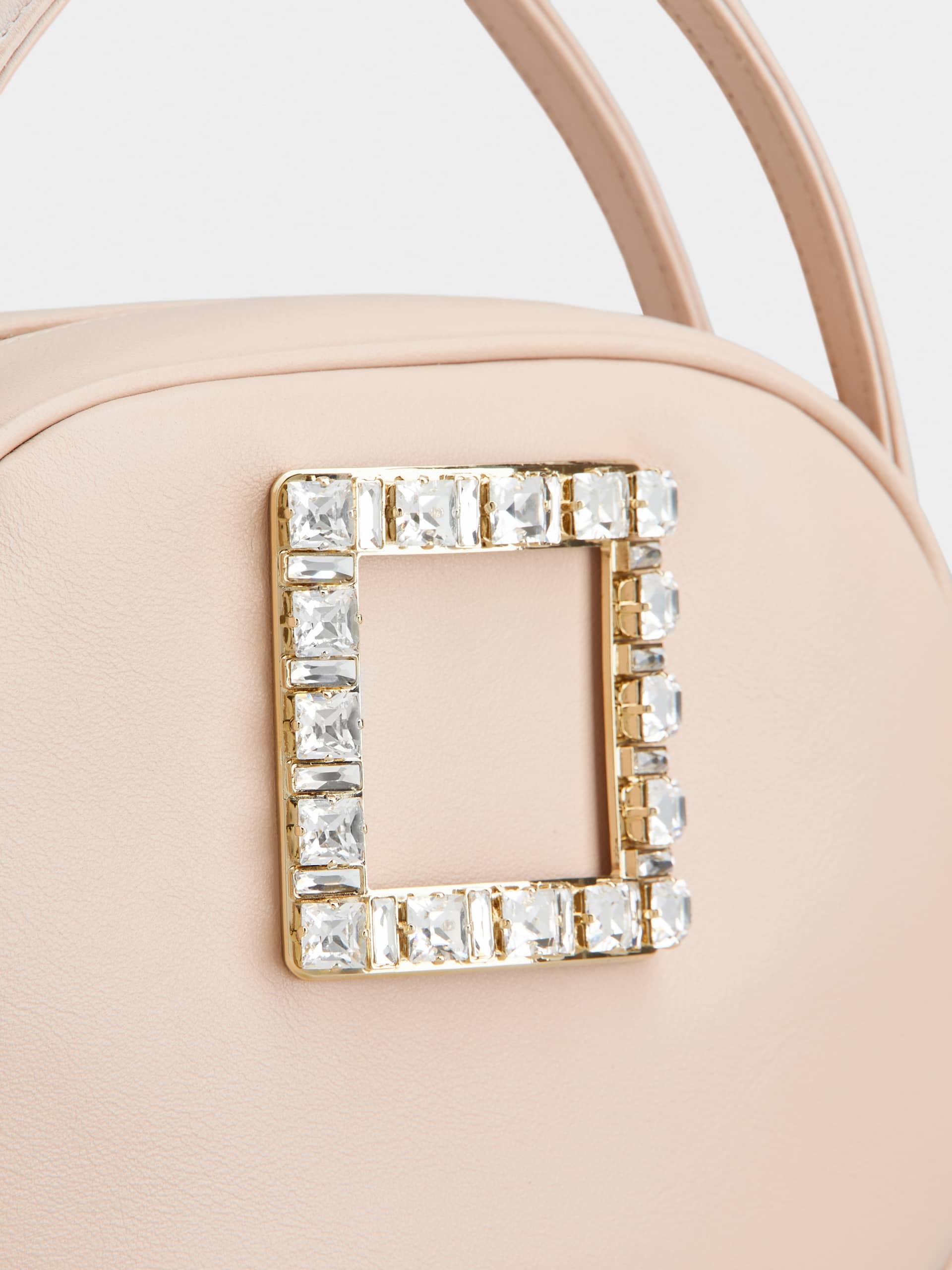 Roger Vivier Viv' Ladybug Strass Buckle Mini Bag In Leather In Nude