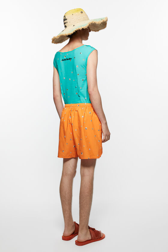 Acne Studios Stud-print Ripstop Swim Shorts In Orange