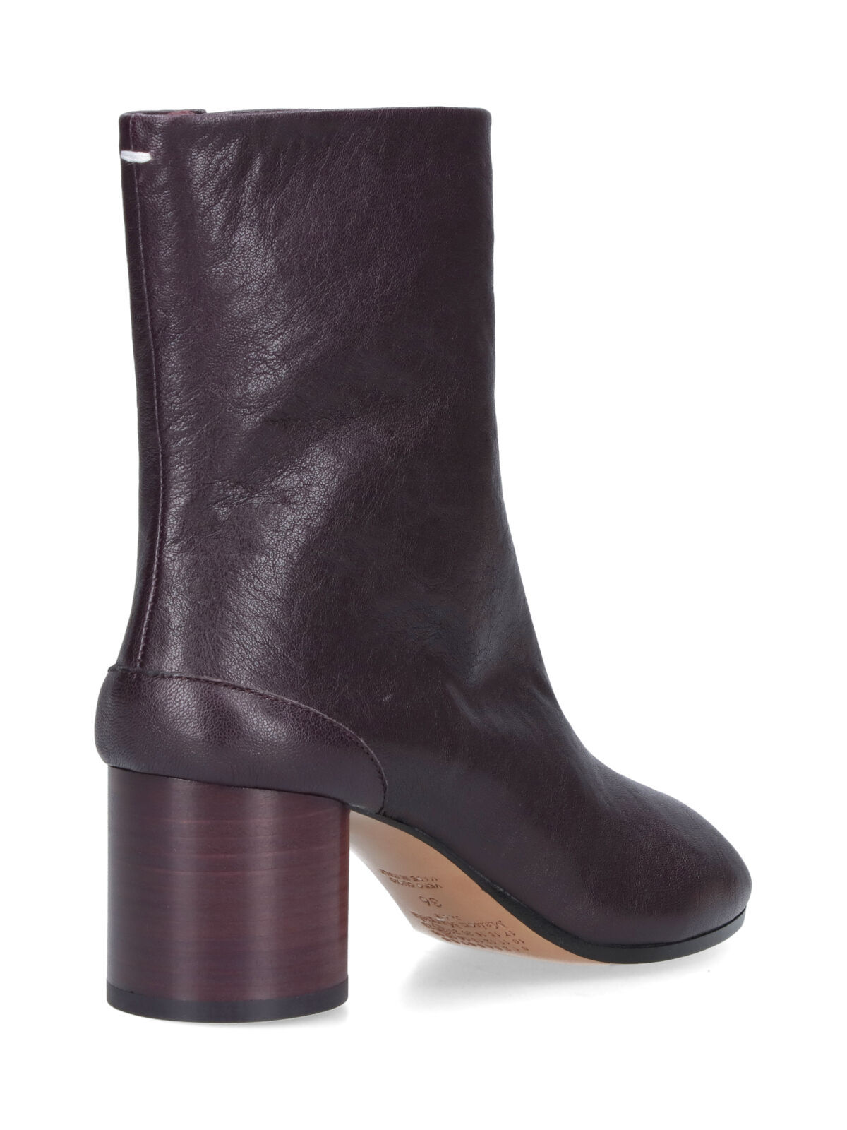 Maison Margiela Stylish Leather Ankle Boots With Chunky Heel In Burgundy
