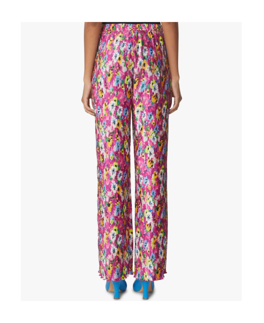 Msgm Pleated Floral-print Trousers In Pink