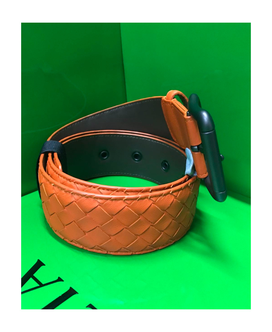 Bottega Veneta Logo Belt In Brown