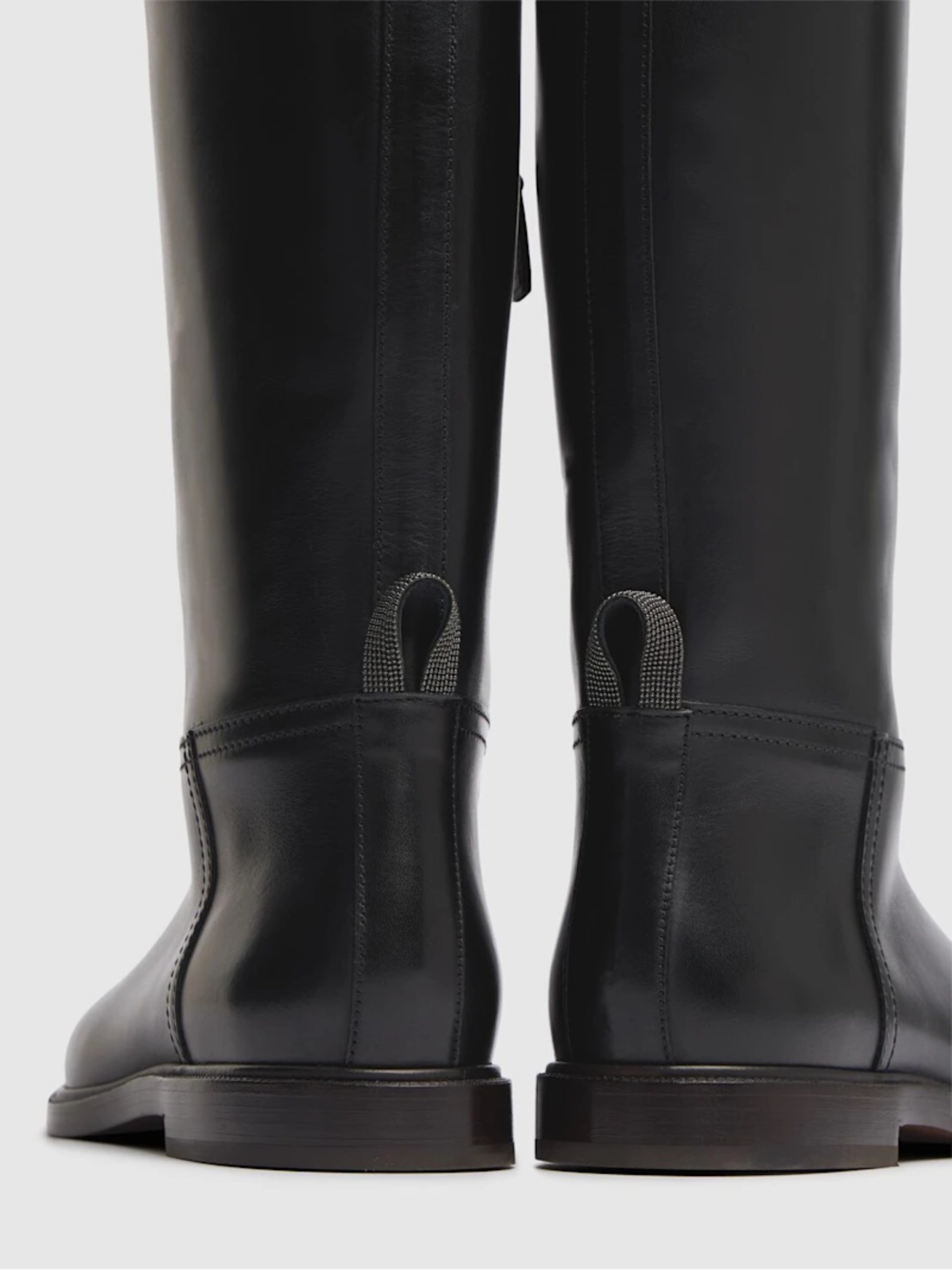 Brunello Cucinelli Knee High Leather Riding Footwear In Multi
