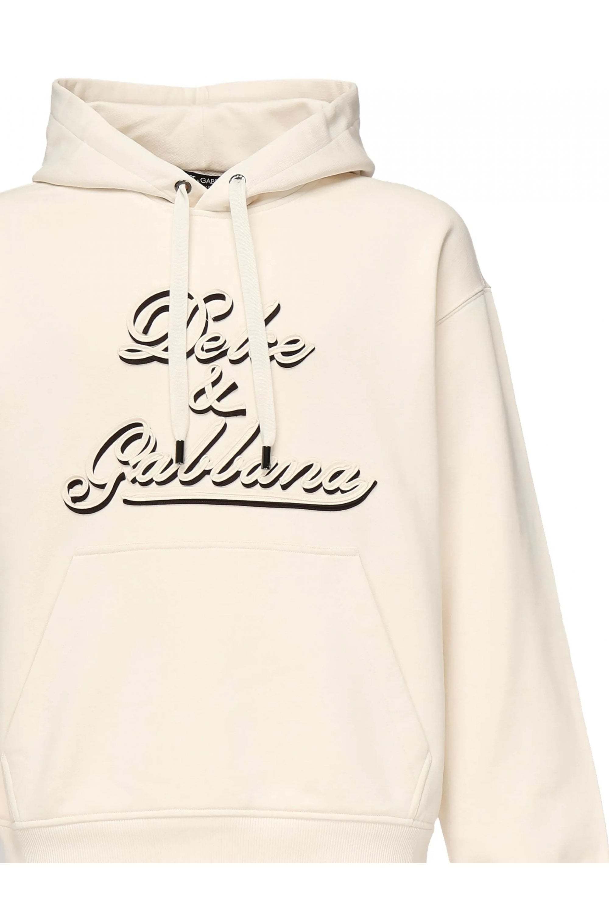Dolce & Gabbana Almond Beige Pullover Sweatshirt With Drawstring Hood In Neutral
