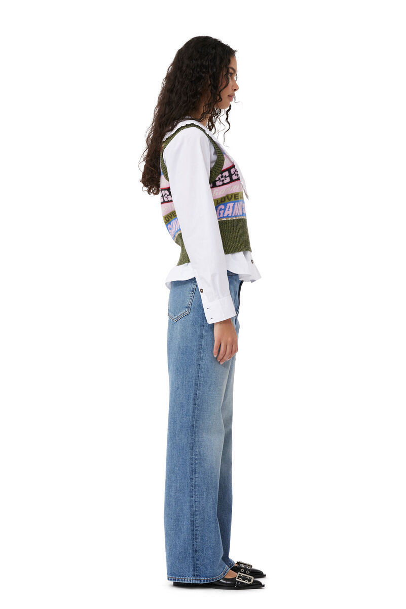 Ganni Recycled Wool-blend Jacquard Vest In Multicolor