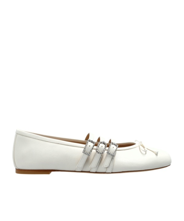 Stuart Weitzman Celeste Buckle-embellished Ballet Flats