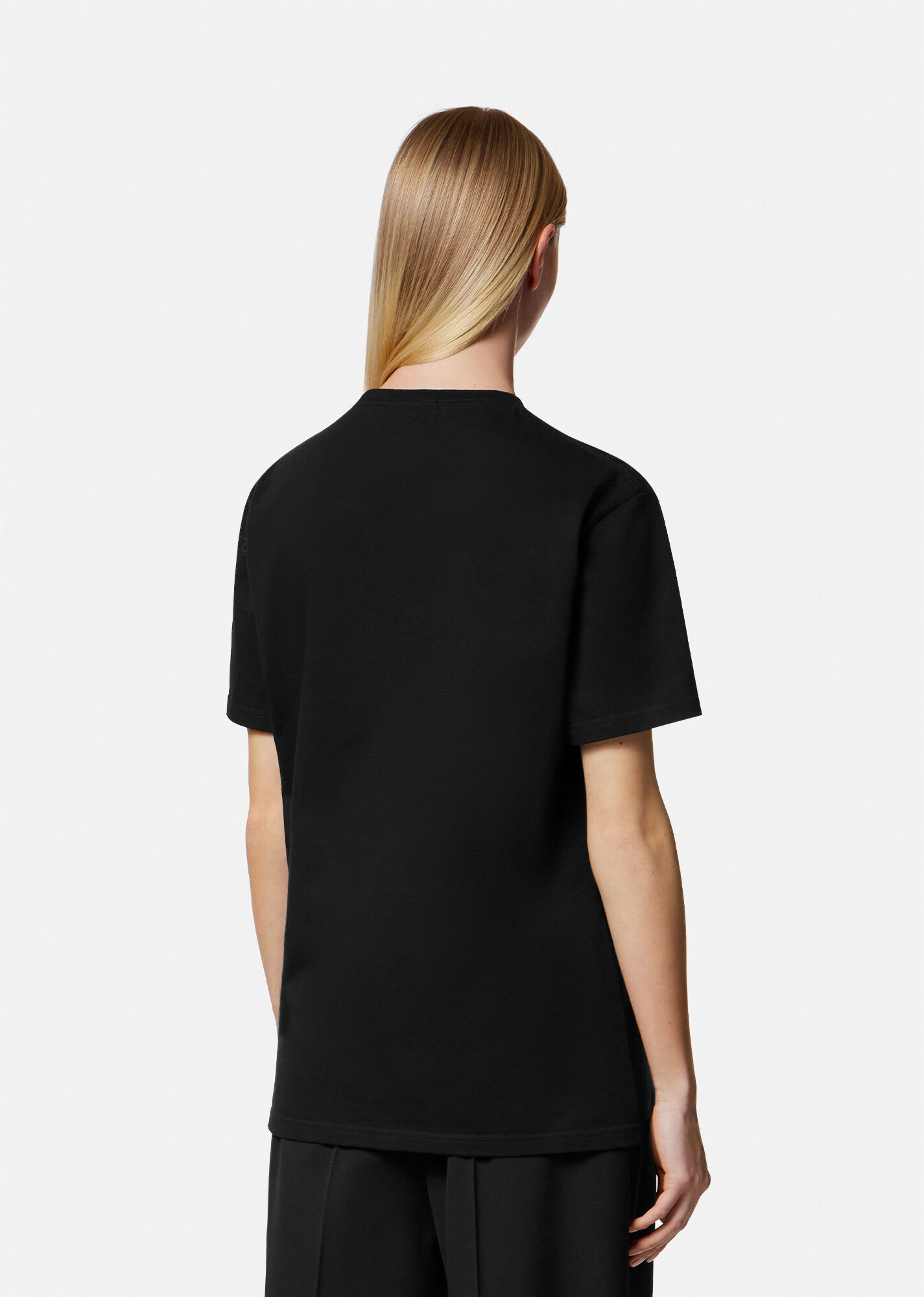 Shop Versace Logo-embroidered Cotton T-shirt In Black