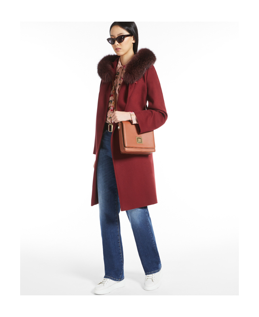 Max Mara Double-layer Pure Wool Overcoat In Red