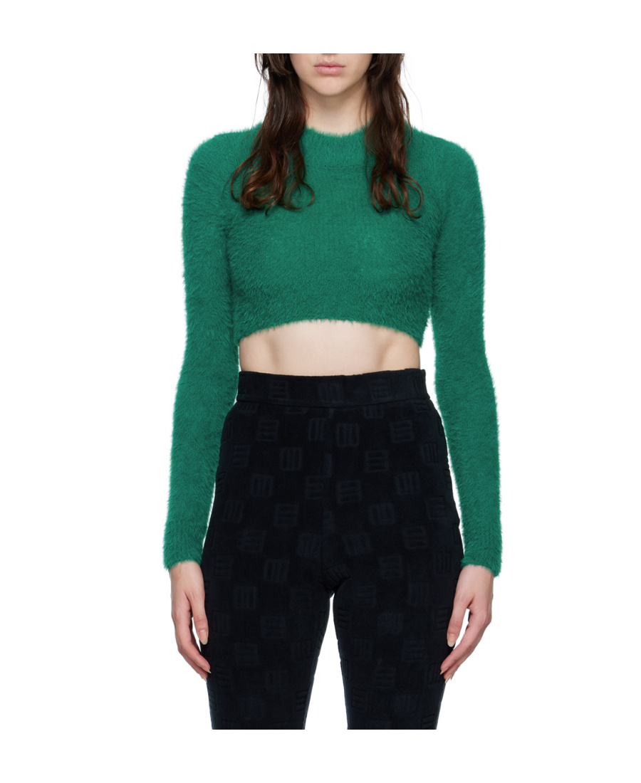 Ambush Green Fuzzy Turtleneck In Black