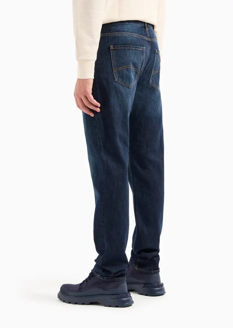 Armani Exchange Low-waist Button Denim Trousers In Blue