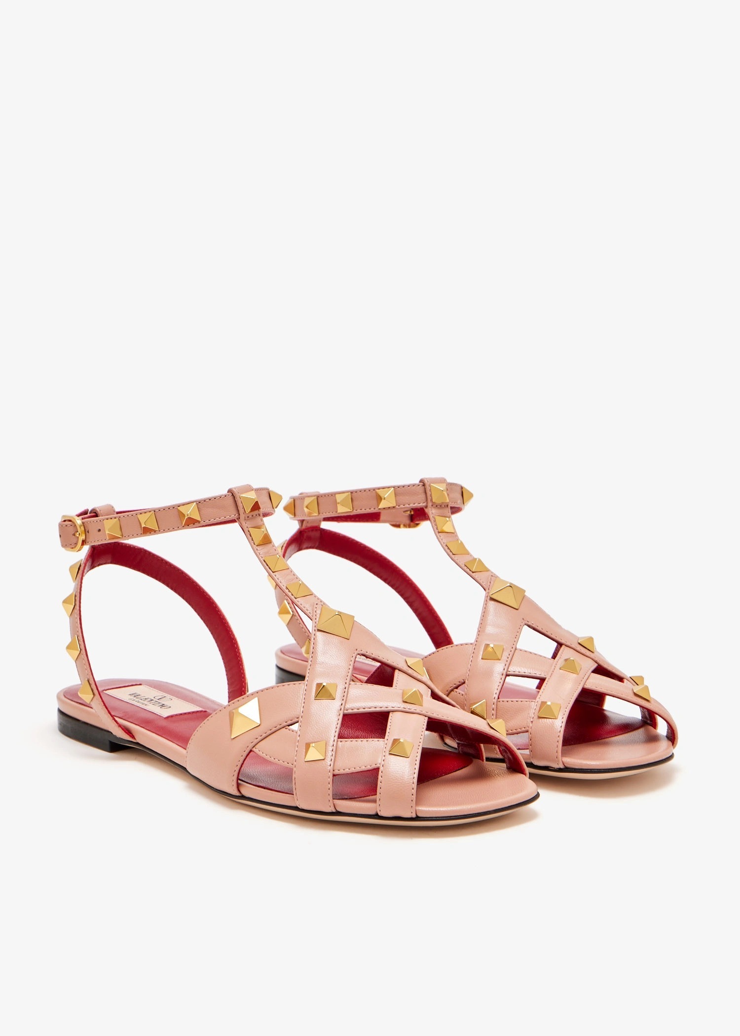 Valentino Studdy Flat Sandals In Pink