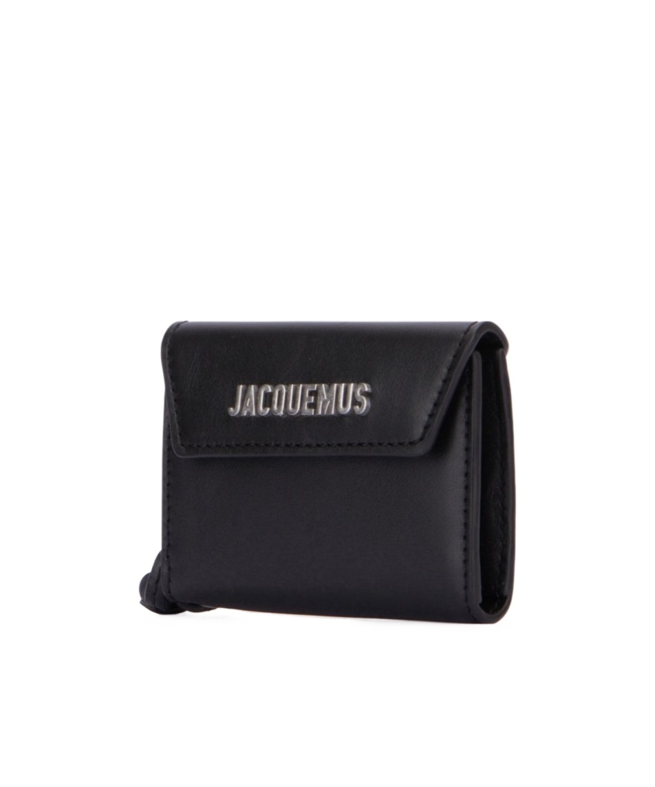 Jacquemus Logo Lettering Neck Strapped Wallet In Black