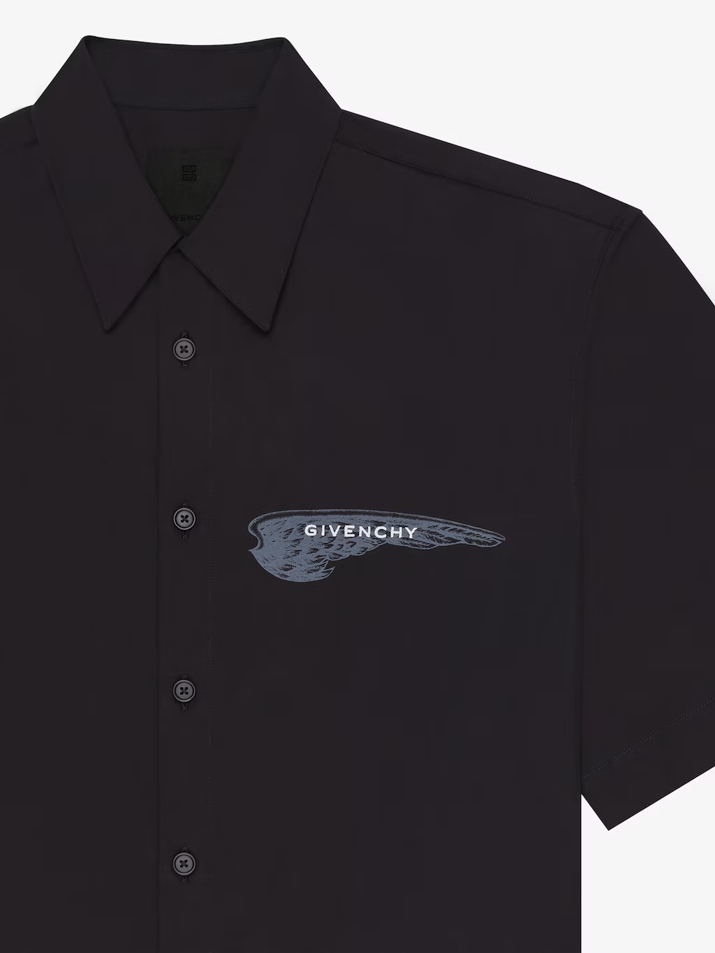 Givenchy Black Shirt With Wings Logo Print In Black