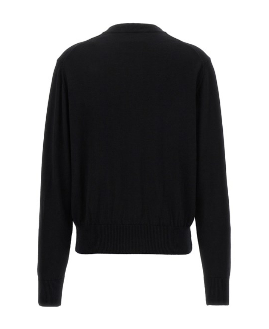 Ami Alexandre Mattiussi Ami V-neck Button-down Cardigan With Subtle Red Emblem In Black