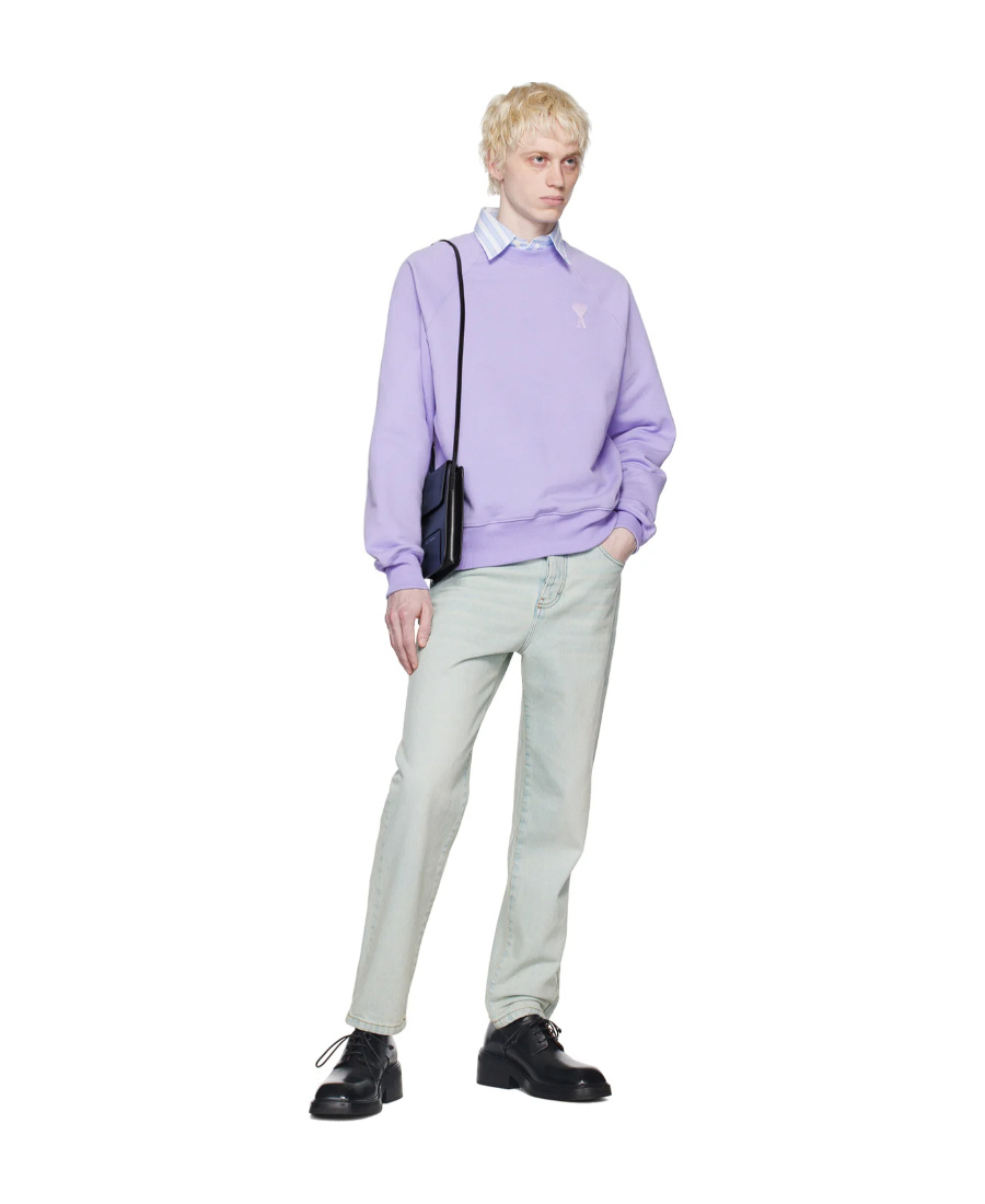 Ami Alexandre Mattiussi Ami De C Ur Round Neck Sweater In Purple