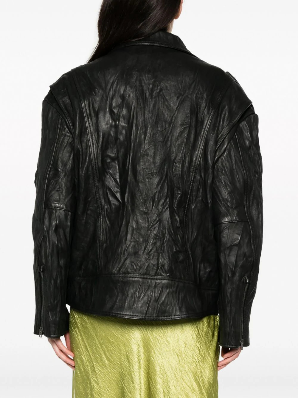 Acne Studios Long-sleeved Leather Jacket In Black