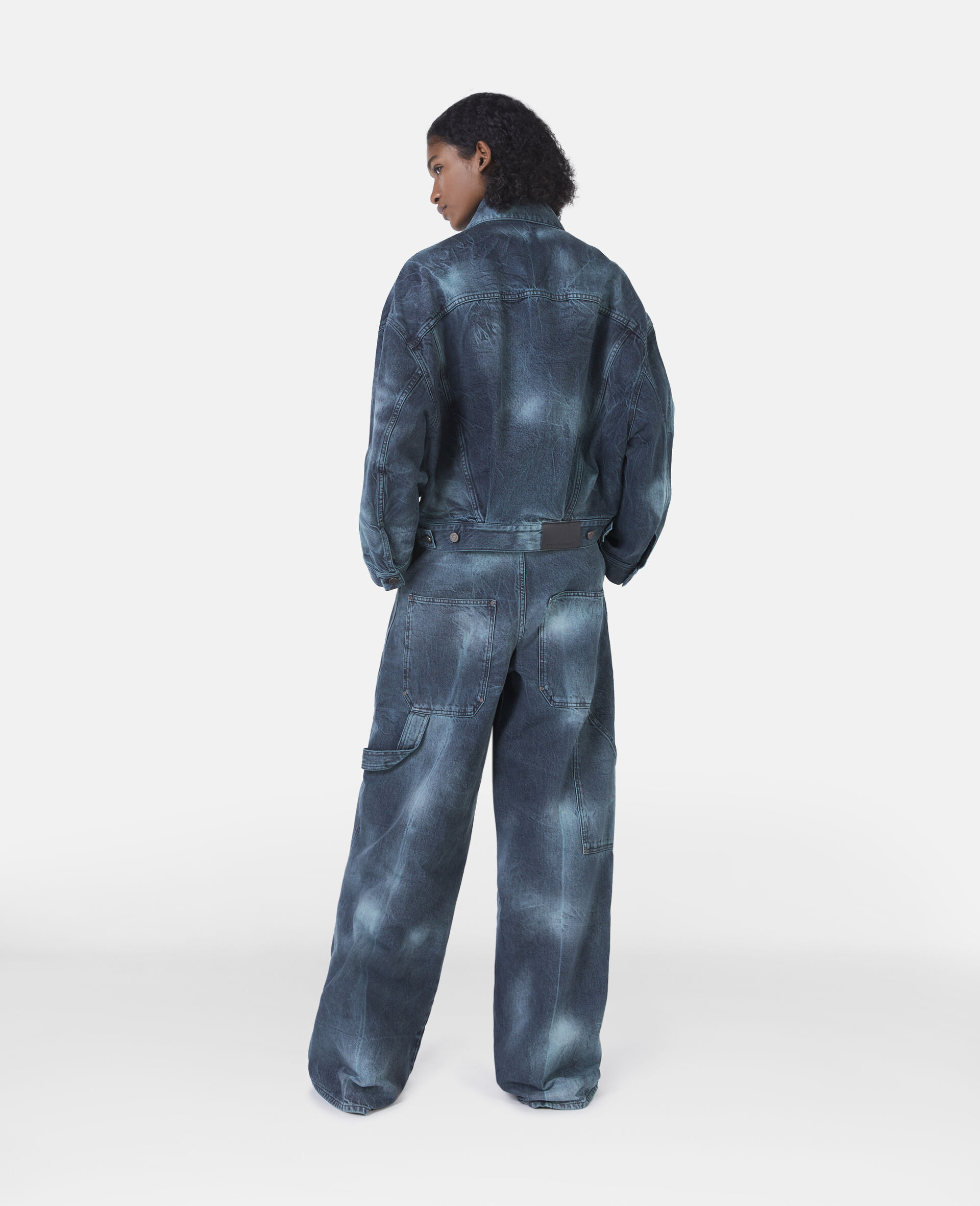 Stella Mccartney Tie-dye Oversized Denim Jacket In Black