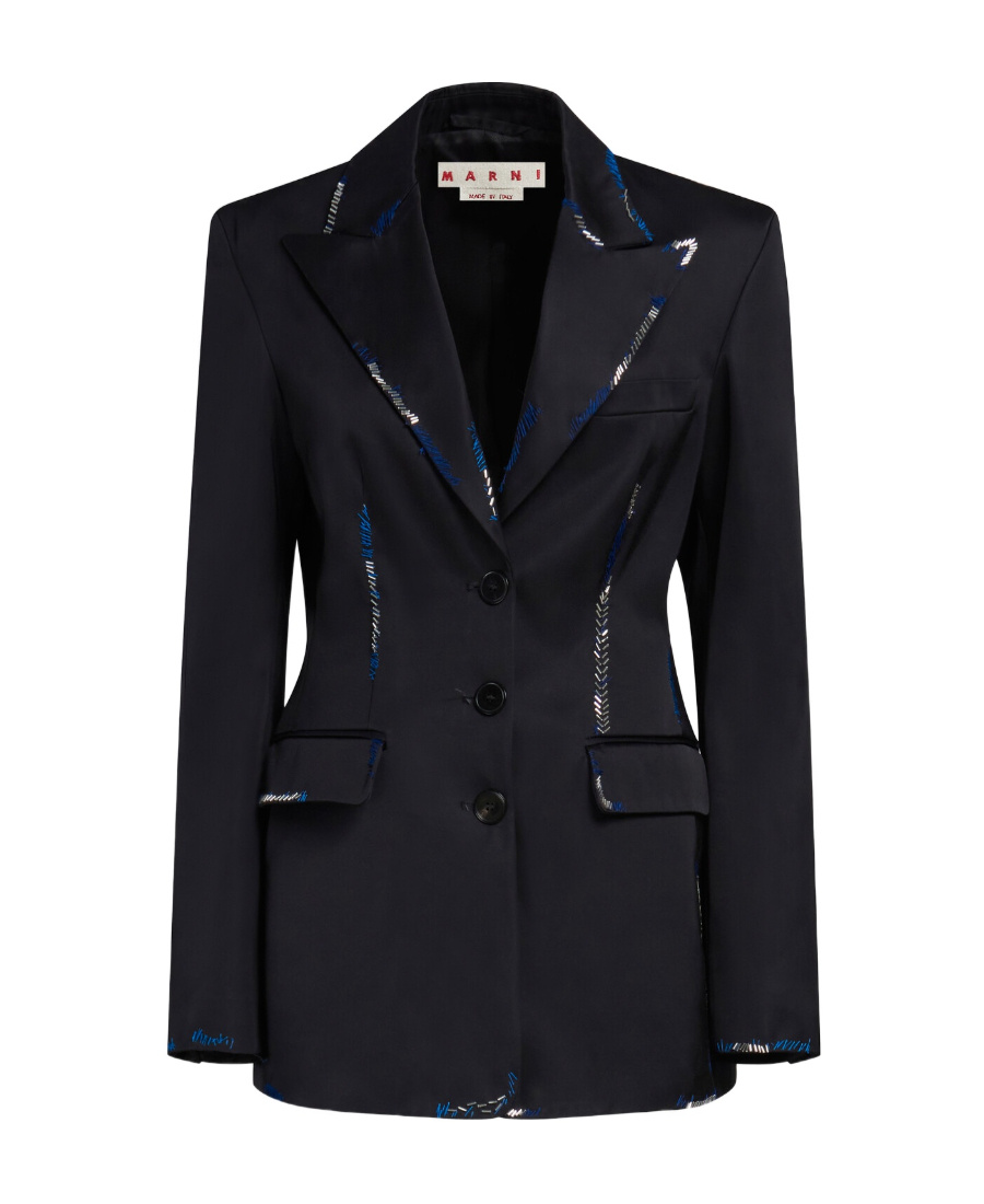 Marni Bead-embellished Single-breasted Blazer In Black