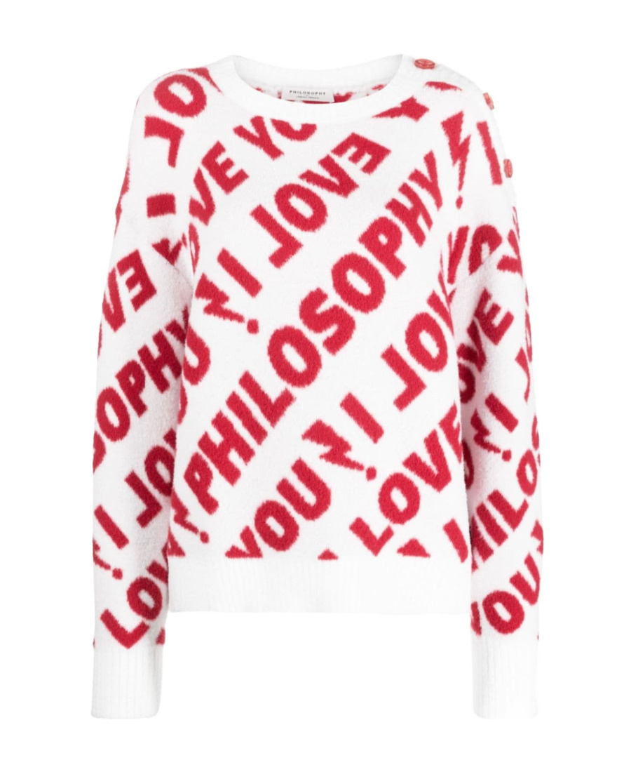 Philosophy Di Lorenzo Serafini I Love You Philosophy Knitted Jumper Sweater In White