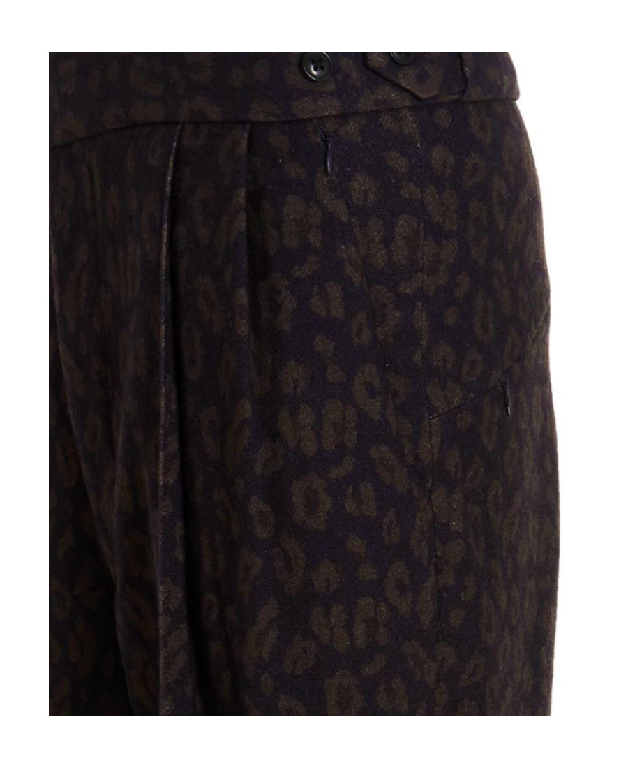 Needle & Thread Leopard Print Jacquard Pattern Casual Pants In Black