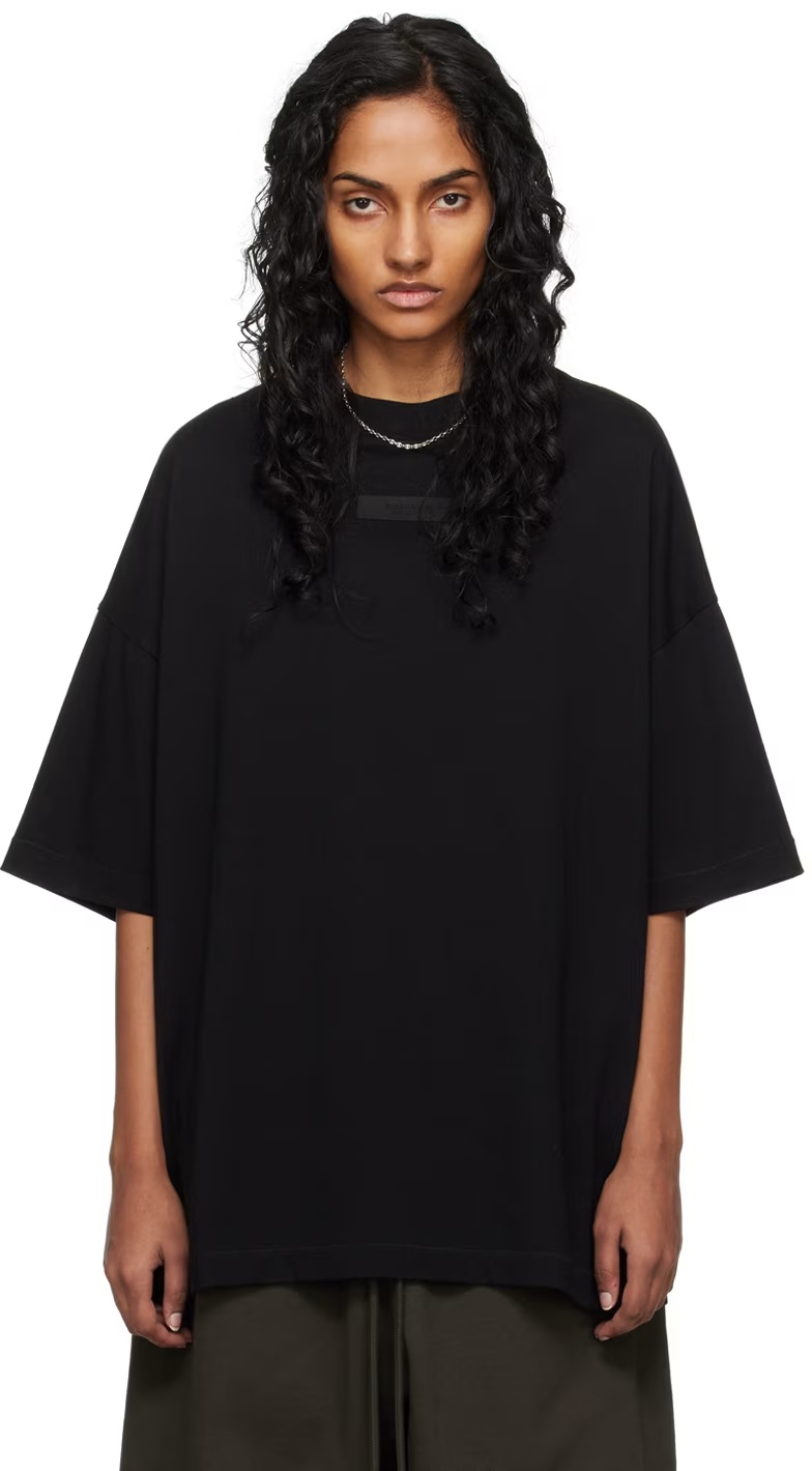 Essentials Logo-appliqué Cotton T-shirt In Black
