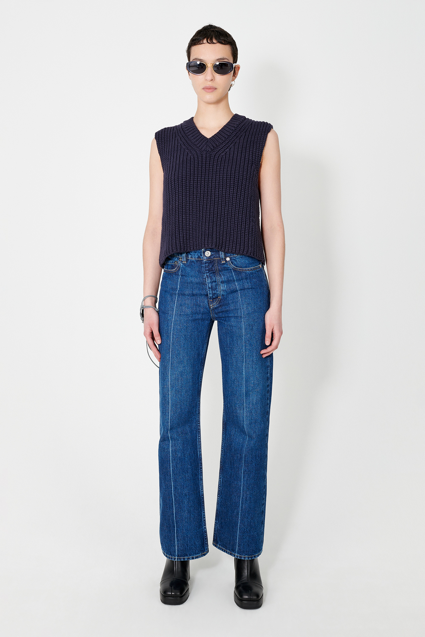 Our Legacy Crease-detail Bootcut Jeans In Blue