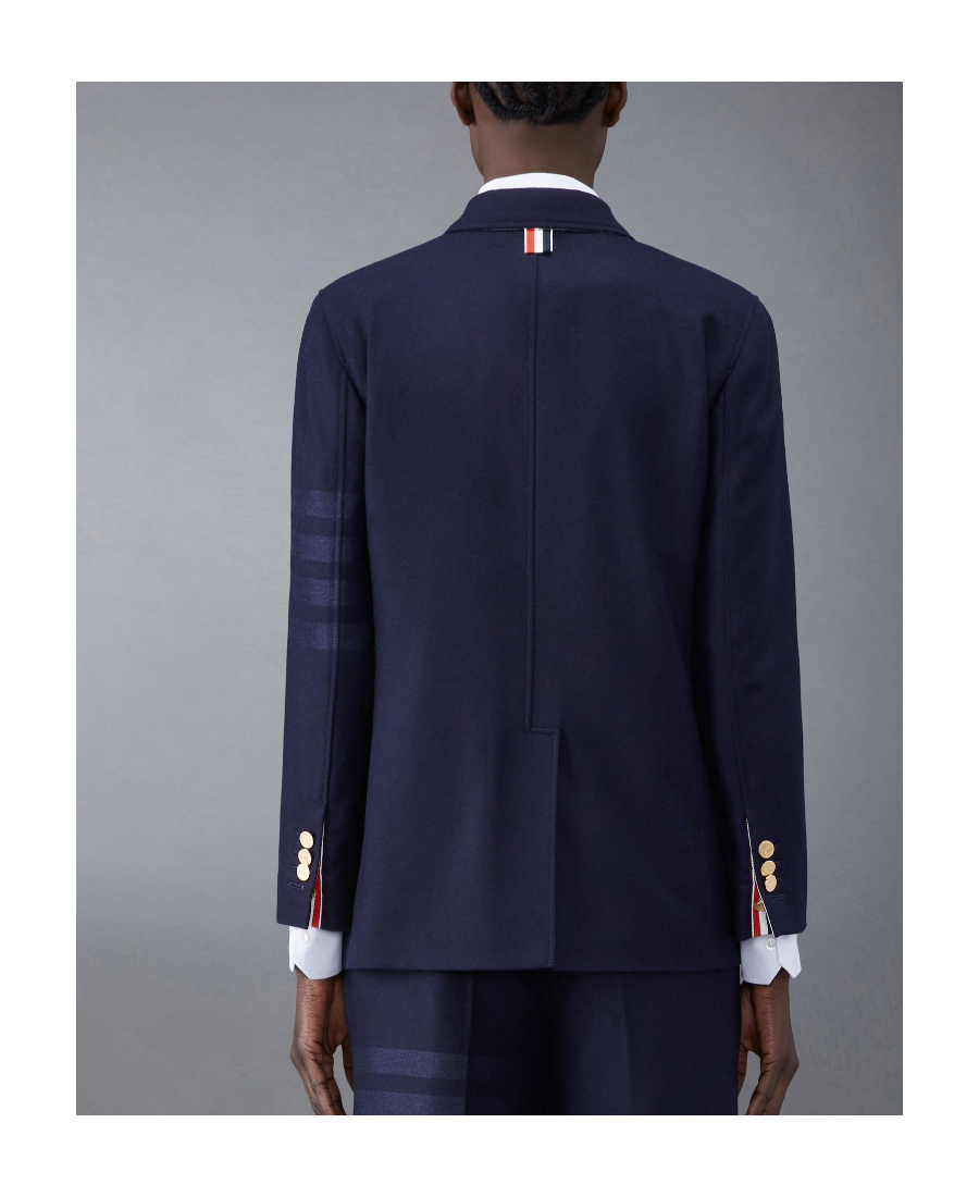Thom Browne Single-breasted Stripe-sleeve Blazer In Black