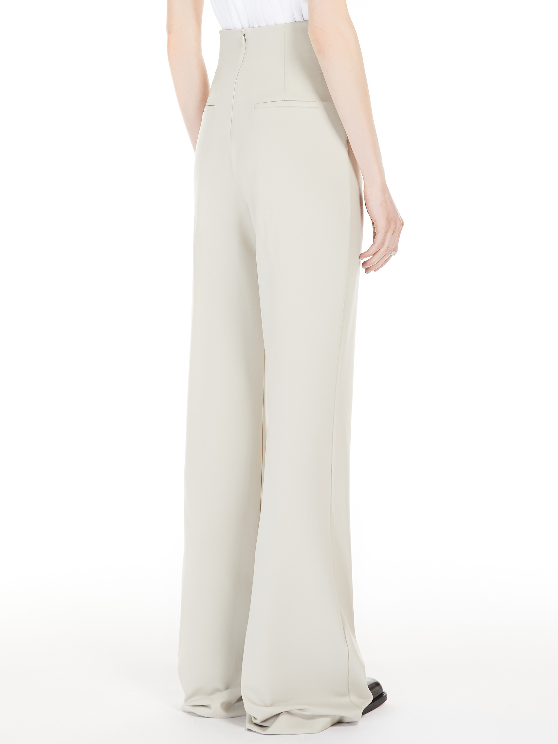 Shop Sportmax High-waisted Scuba Jersey Trousers In White