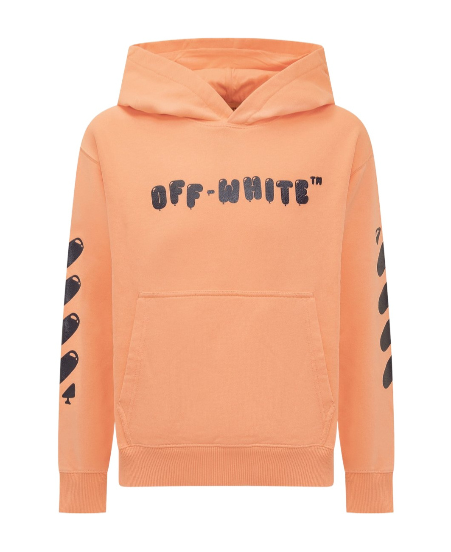 Off-white Logo-print Cotton Hoodie In Pink