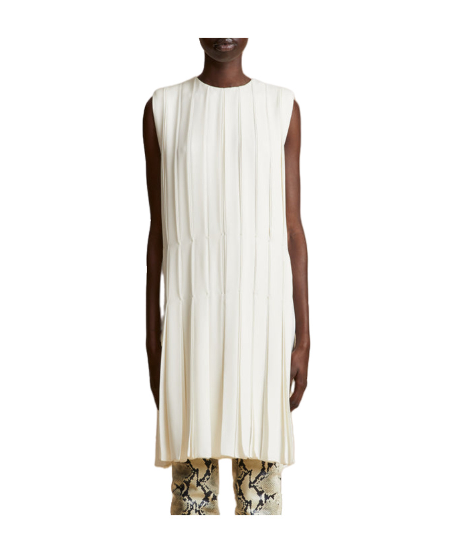 Khaite The Blaz Pleated Silk Minidress In White