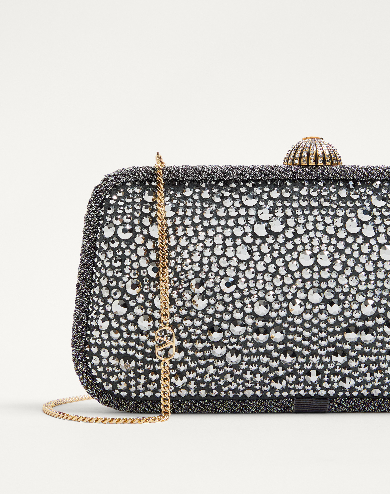 Valentino Garavani  Garavani Carry Secrets Minaudiere With Rhinestones Woman Crystal Uni In Silver