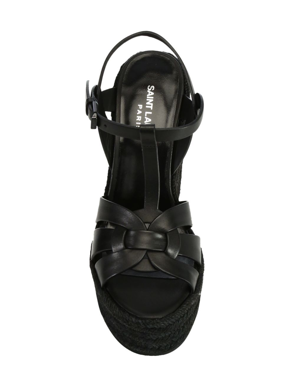 Shop Saint Laurent Tribute 85mm Wedge Sandals In Black