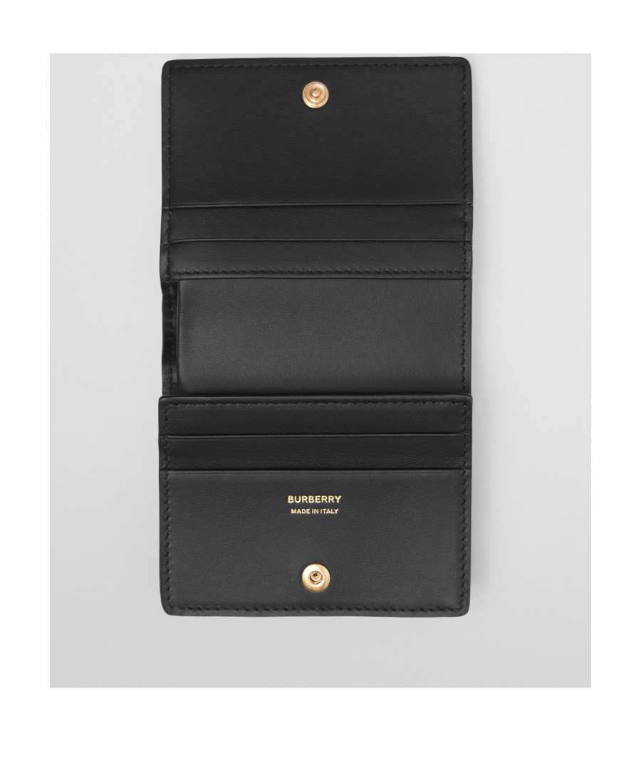 Burberry Grainy Leather Tb Bi-fold Wallet In Black
