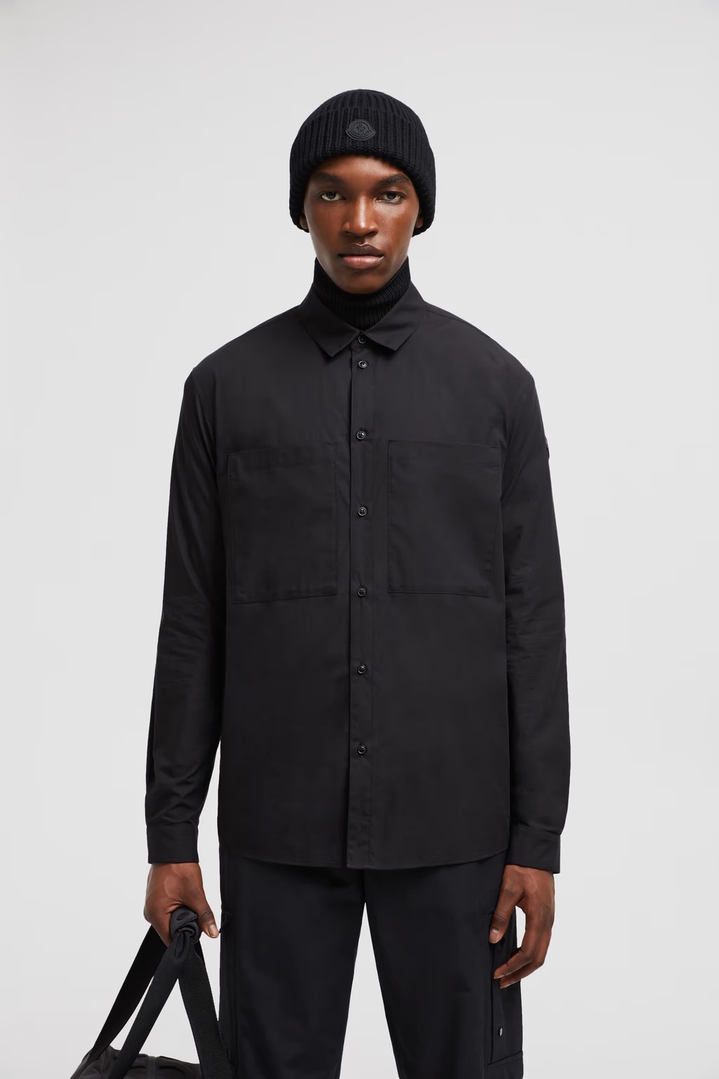 Moncler Buttoned Long-sleeved Shirt In Black