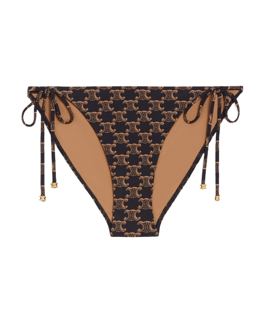 Celine Plain Knitted Letter Pattern Swimming Trunks In Black