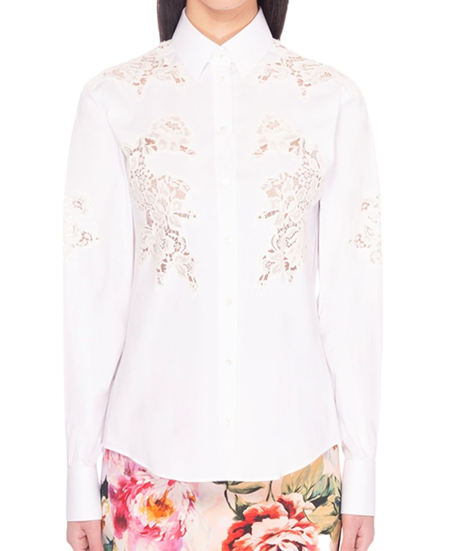 Dolce & Gabbana Lace Inserts Shirt In White