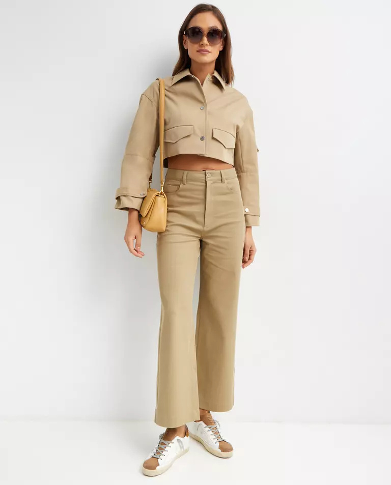 Nanushka Josine Twill Cotton Trousers In Nude